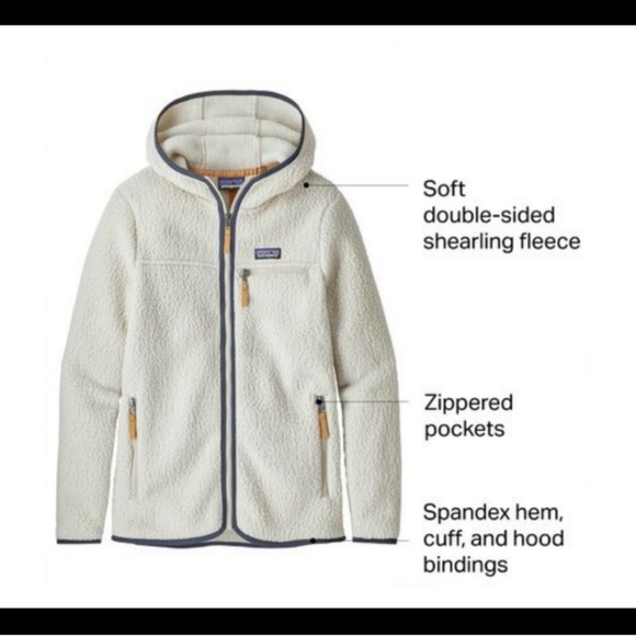 Patagonia Women's Retro Pile Fleece Warm Zipper Pockets Hoody Size Large - Picture 3 of 12